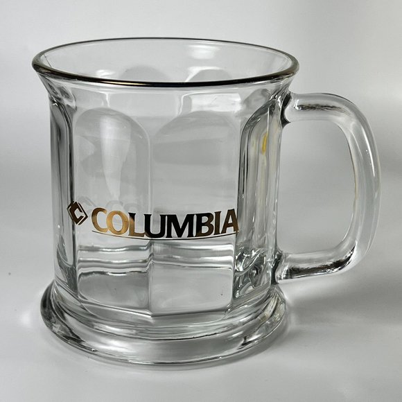 Vtg Columbia Beveled Coffee Cup Mug Clear Glass Souvenir Collectible Made in USA - Picture 1 of 10